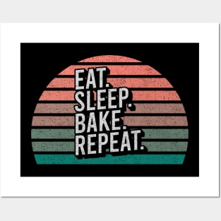 Vintage Retro Quote Eat Sleep Repaet Inspiration Posters and Art